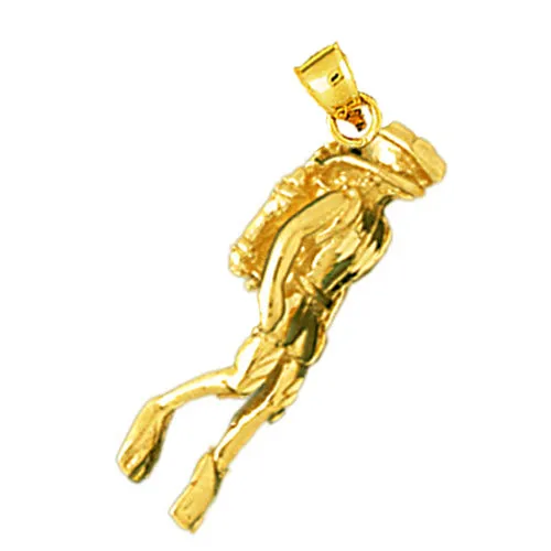 Goldia Necklaces 14K Gold 3D Scuba Diver Pendant
