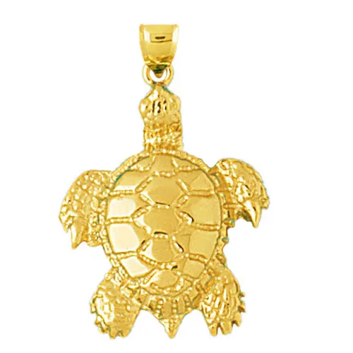 Goldia Necklaces 14K Gold Sea Life 25MM Long Turtle Pendant