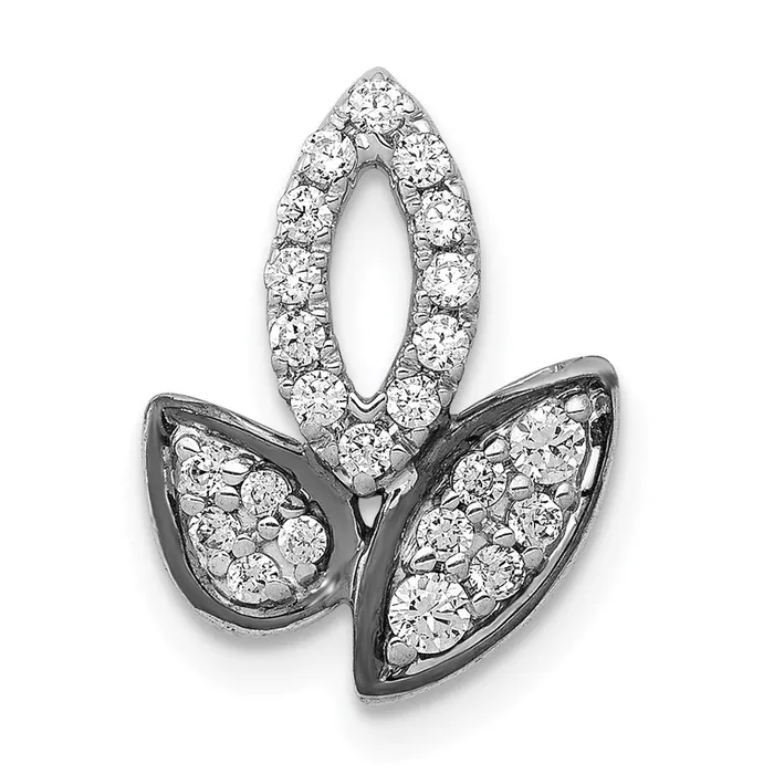 Goldia Necklaces 14k White Gold 14ct Real Diamond Fancy Leaf Chain Slide