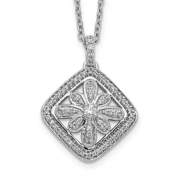 Goldia Necklaces 14k White Gold Real Diamond Vintage 18 inch Necklace