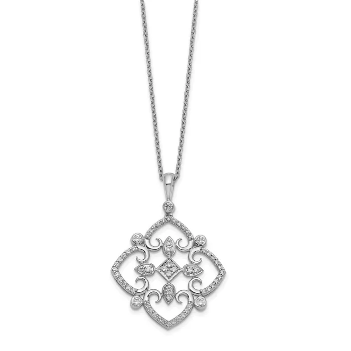 Goldia Necklaces 14k White Gold Real Diamond Vintage 18 inch Necklace
