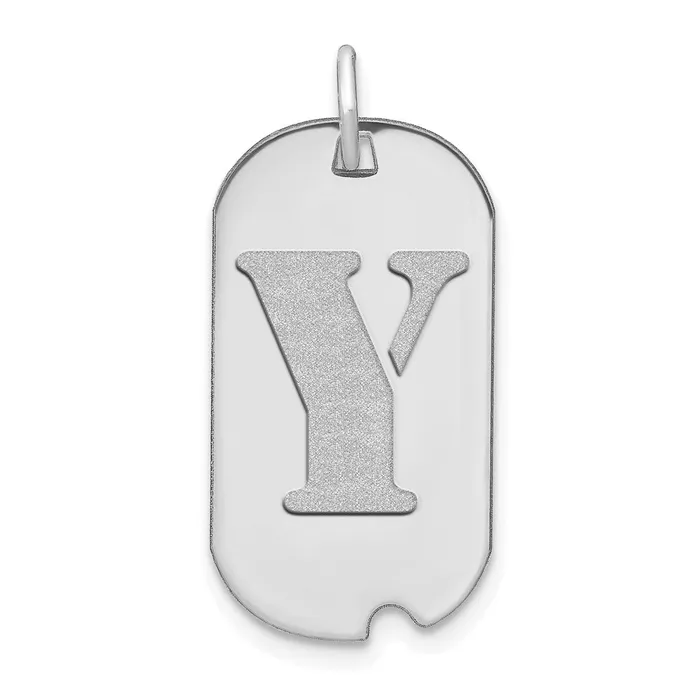 Goldia Necklaces 14k White Goldw Polished Letter Y Initial Dog Tag Pendant