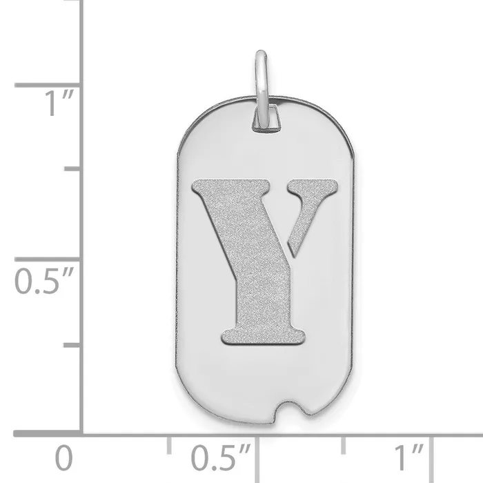 Goldia Necklaces 14k White Goldw Polished Letter Y Initial Dog Tag Pendant