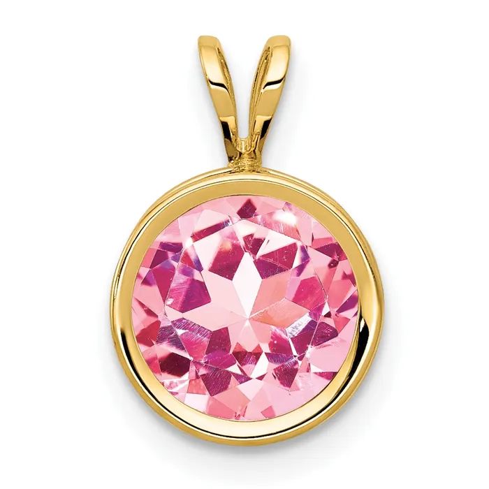 Goldia Necklaces 14k Yellow Gold 8mm Pink Tourmaline bezel pendant