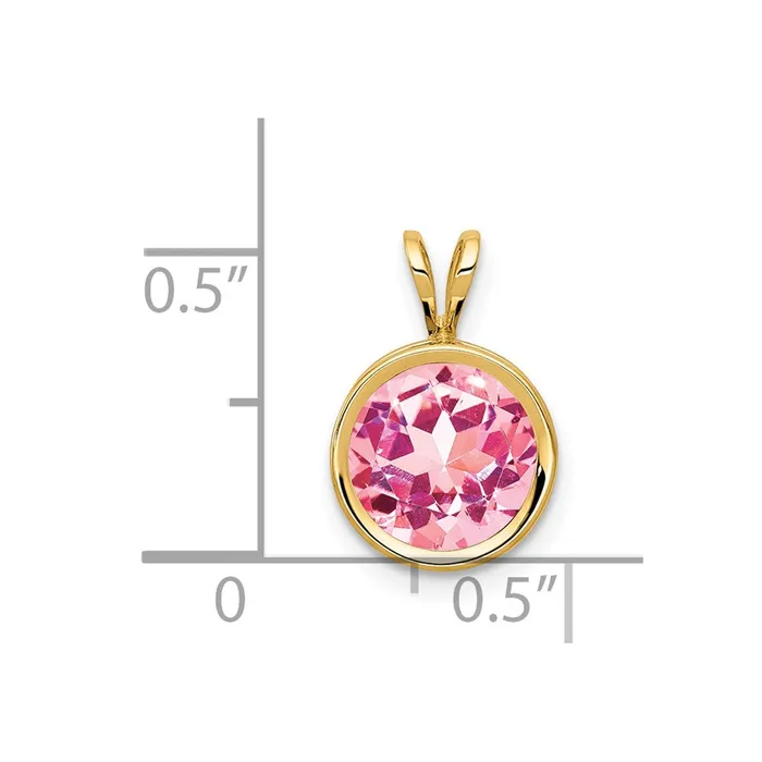 Goldia Necklaces 14k Yellow Gold 8mm Pink Tourmaline bezel pendant