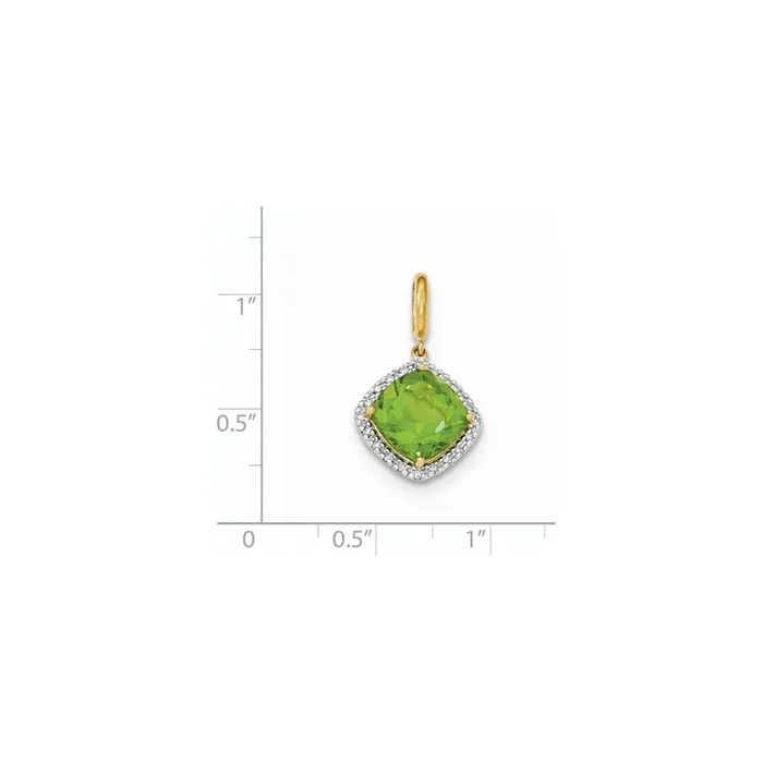 Goldia Necklaces 14K Yellow Gold Peridot wReal Diamond Halo Pendant