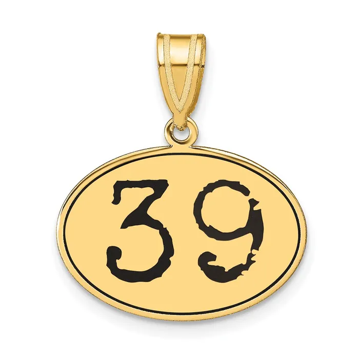 Goldia Necklaces 14k Yellow Gold Polished Number 39 Black Enamel Oval Pendant Goldia Necklaces 14k Yellow Gold Polished Number 39 Black Enamel Oval Pendant