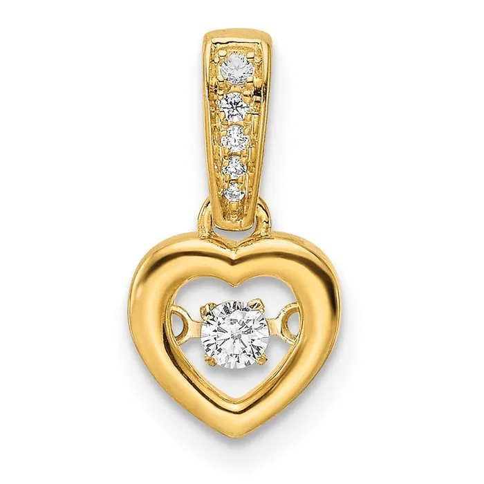 Goldia Necklaces 14K Yellow Gold Real Diamond Polished Heart Dangle Pendant Goldia Necklaces 14K Yellow Gold Real Diamond Polished Heart Dangle Pendant