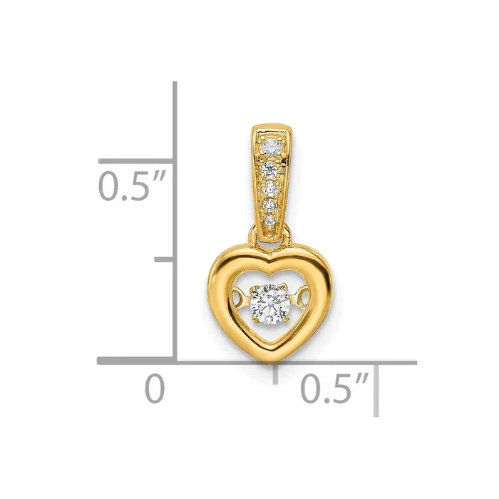 Goldia Necklaces 14K Yellow Gold Real Diamond Polished Heart Dangle Pendant