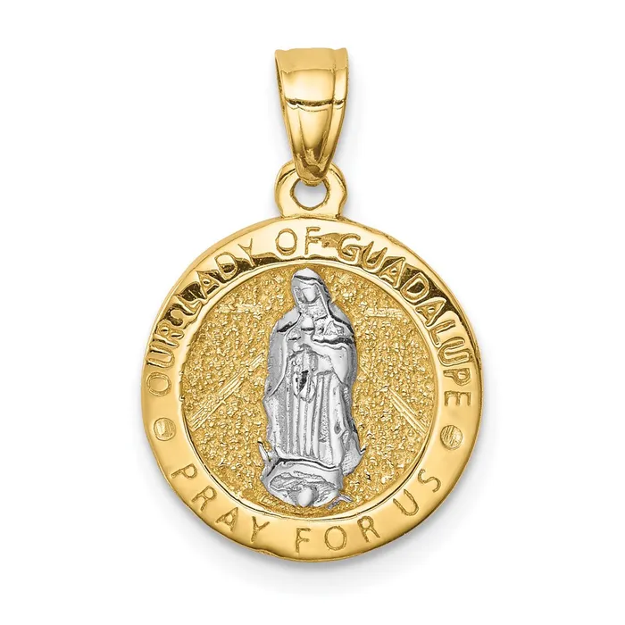 Goldia Necklaces 14k Yellow Rhodium Gold wRhodium Praying Hands Lady of Guadalupe Reversible Pendant Goldia Necklaces 14k Yellow Rhodium Gold wRhodium Praying Hands Lady of Guadalupe Reversible Pendant