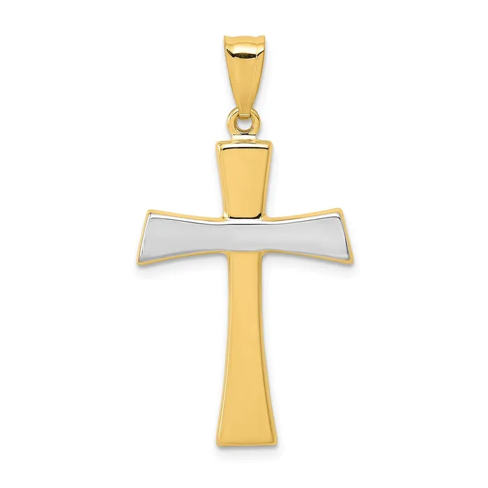 Goldia Necklaces 14k Yellow Rhodium GoldwRhodium Polished Cross Pendant