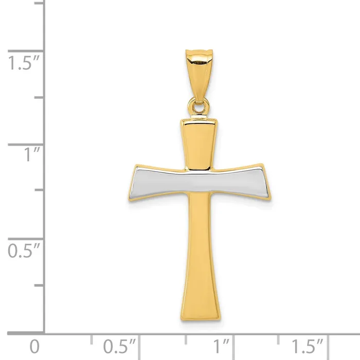 Goldia Necklaces 14k Yellow Rhodium GoldwRhodium Polished Cross Pendant