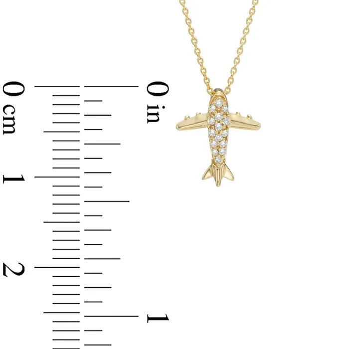 Goldia Necklaces Natural Diamond Accent Airplane Pendant in 10K Yellow Gold Goldia Necklaces Natural Diamond Accent Airplane Pendant in 10K Yellow Gold