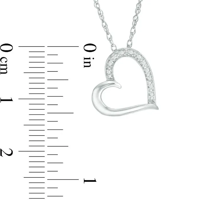 Goldia Necklaces Natural Diamond Accent Tilted Heart Pendant in 10K White Gold Goldia Necklaces Natural Diamond Accent Tilted Heart Pendant in 10K White Gold