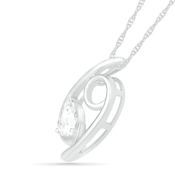 Goldia Necklaces PearShaped White LabCreated Sapphire Cancer Zodiac Sign Pendant in Sterling Silver Goldia Necklaces PearShaped White LabCreated Sapphire Cancer Zodiac Sign Pendant in Sterling Silver