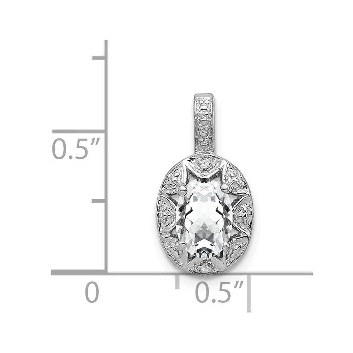 Goldia Necklaces Sterling Silver Rhodiumplated Diamond u0026 White Topaz Pendant