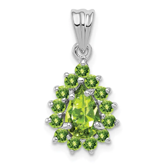 Goldia Necklaces Sterling Silver Rhodium Plated Peridot Pearshaped Pendant