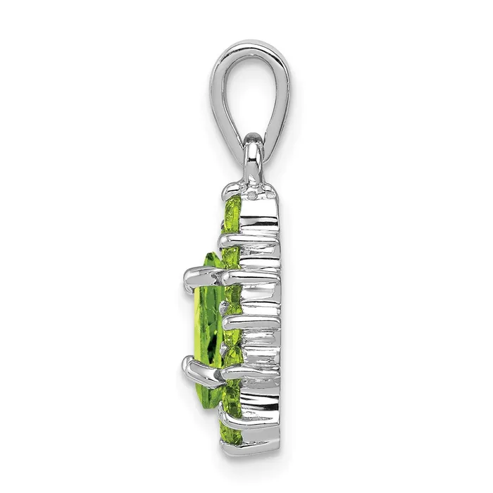 Goldia Necklaces Sterling Silver Rhodium Plated Peridot Pearshaped Pendant