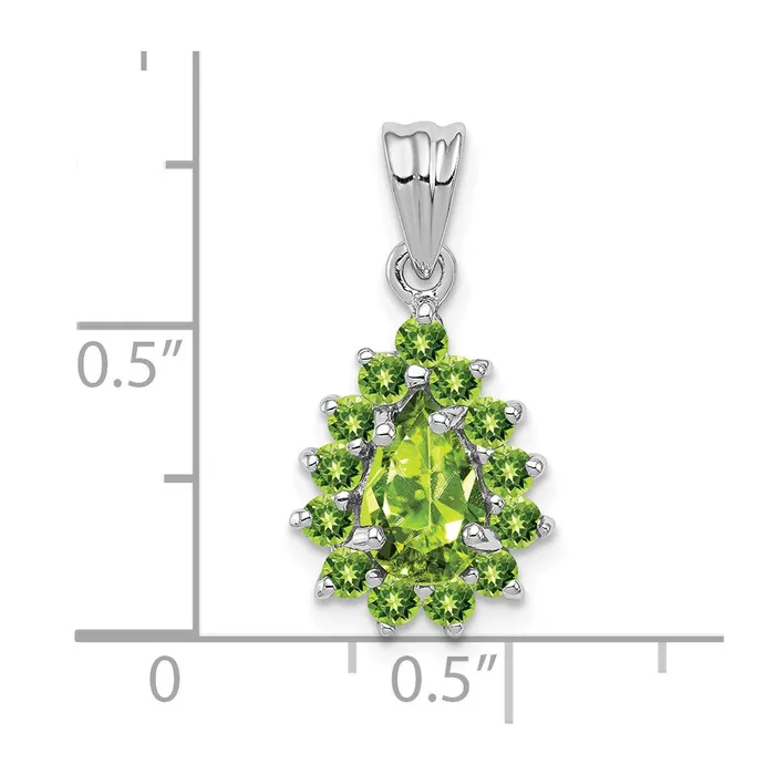 Goldia Necklaces Sterling Silver Rhodium Plated Peridot Pearshaped Pendant