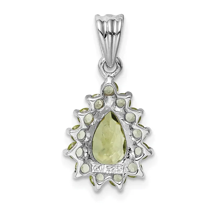 Goldia Necklaces Sterling Silver Rhodium Plated Peridot Pearshaped Pendant