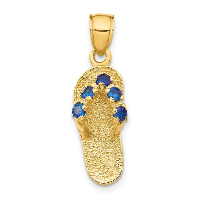 Goldia PreStyled Sets 14k Yellow Gold 3D SeptemberCZ Birthstone Flip Flop Pendant Goldia PreStyled Sets 14k Yellow Gold 3D SeptemberCZ Birthstone Flip Flop Pendant