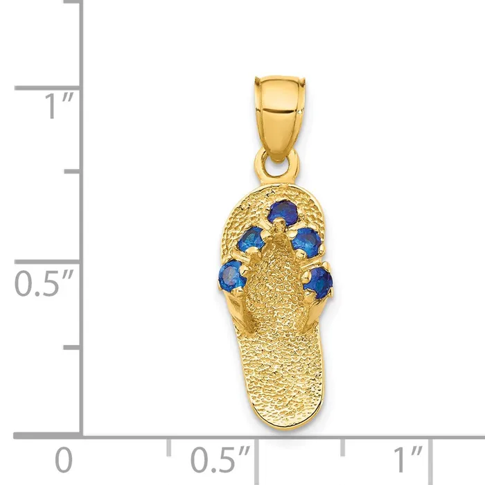 Goldia PreStyled Sets 14k Yellow Gold 3D SeptemberCZ Birthstone Flip Flop Pendant