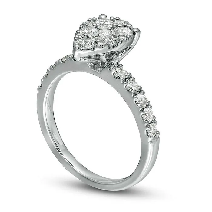 Goldia Previously Owned 10 CT TW Composite PearShaped Natural Diamond Frame Engagement Ring in Solid 14K White Gold Rings Goldia Previously Owned 10 CT TW Composite PearShaped Natural Diamond Frame Engagement Ring in Solid 14K White Gold Rings