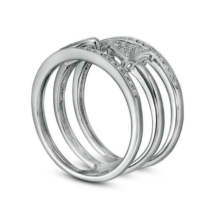 Goldia Rings 013 CT TW Natural Diamond Arrow StackedLook Ring in Sterling Silver Goldia Rings 013 CT TW Natural Diamond Arrow StackedLook Ring in Sterling Silver
