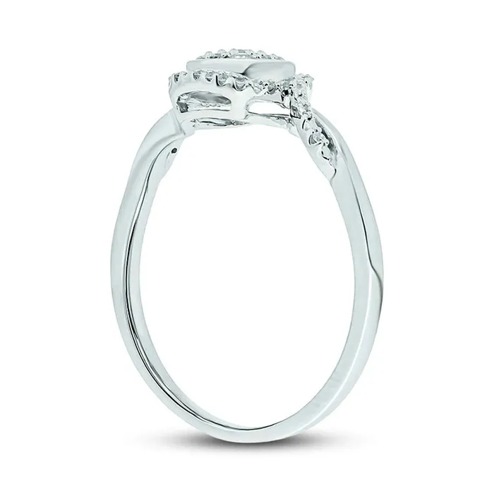 Goldia Rings 017 CT TW Composite Cushion Natural Diamond Frame Twist Shank Promise Ring in Sterling Silver Goldia Rings 017 CT TW Composite Cushion Natural Diamond Frame Twist Shank Promise Ring in Sterling Silver