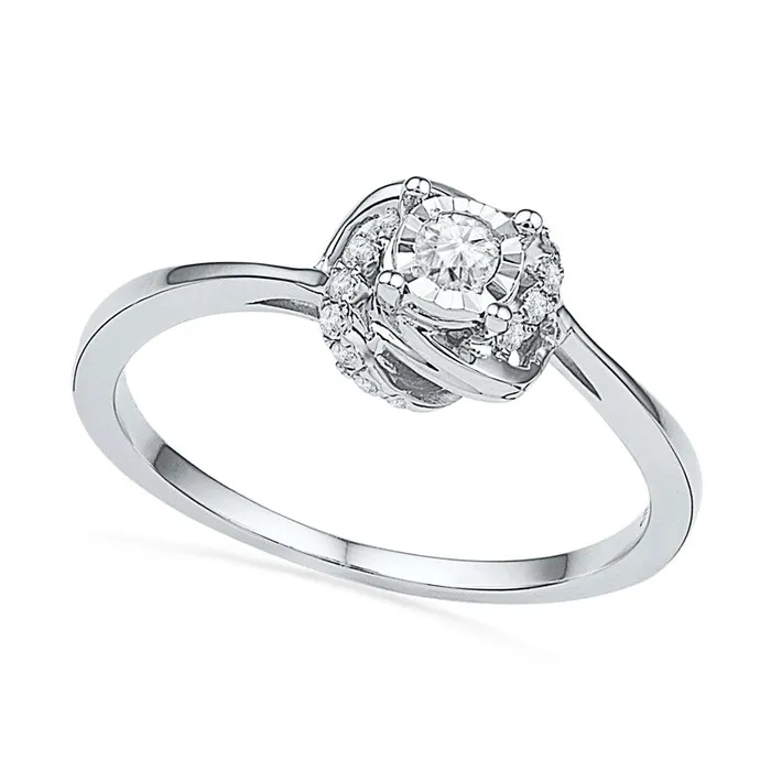 Goldia Rings 017 CT TW Natural Diamond Knot Frame Promise Ring in Solid 10K White Gold Goldia Rings 017 CT TW Natural Diamond Knot Frame Promise Ring in Solid 10K White Gold