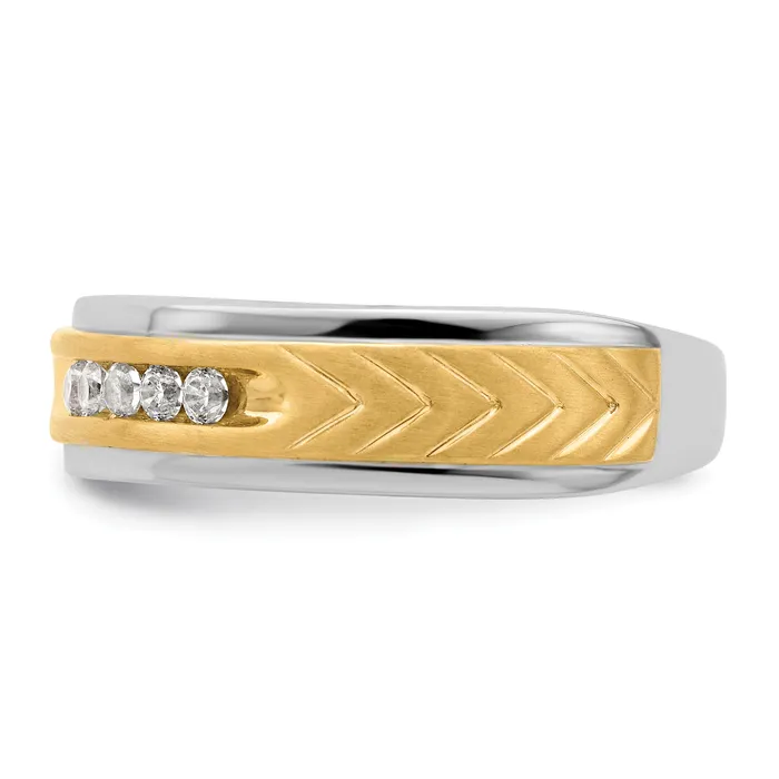 Goldia Rings 018ct CZ Solid Real 14K Twotone 5stone Complete Mens Ring