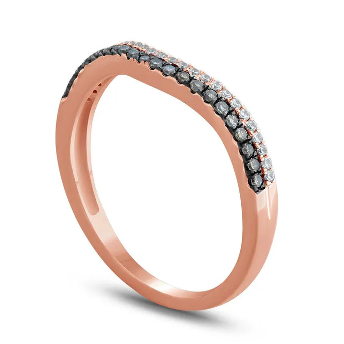 Goldia Rings 020 CT TW Champagne and White Natural Diamond Contour Anniversary Band in Solid 10K Rose Gold with Black Rhodium Goldia Rings 020 CT TW Champagne and White Natural Diamond Contour Anniversary Band in Solid 10K Rose Gold with Black Rhodium