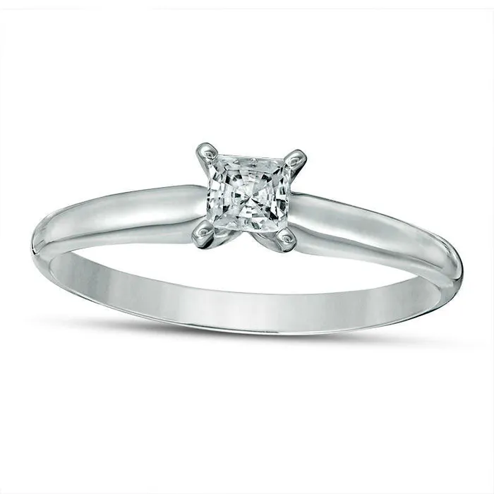 Goldia Rings 025 CT PrincessCut Natural Clarity Enhanced Diamond Solitaire Engagement Ring in Solid 14K White Gold II2 Goldia Rings 025 CT PrincessCut Natural Clarity Enhanced Diamond Solitaire Engagement Ring in Solid 14K White Gold II2