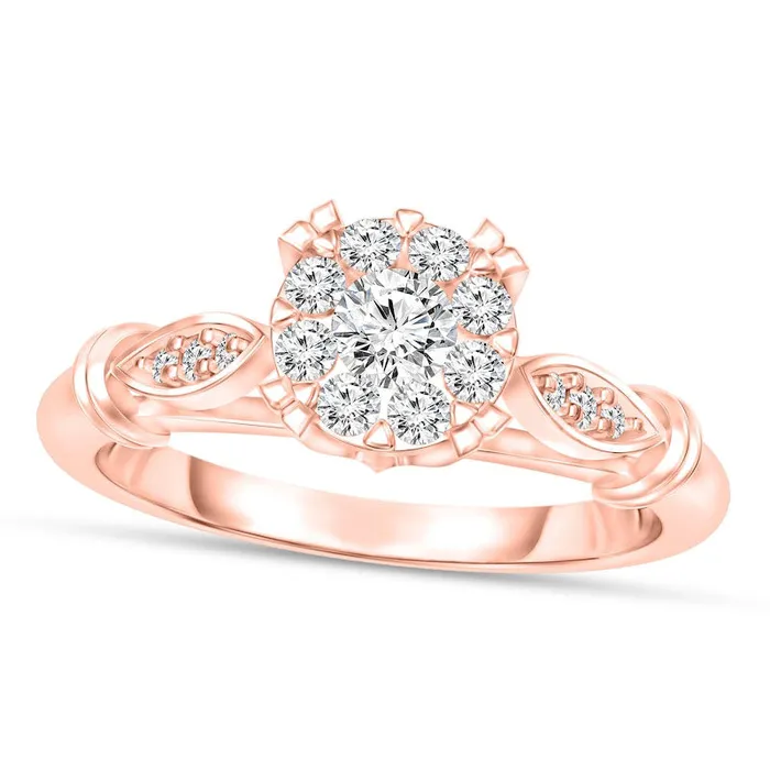 Goldia Rings 025 CT TW Natural Diamond Promise Ring in Solid 10K Rose Gold Goldia Rings 025 CT TW Natural Diamond Promise Ring in Solid 10K Rose Gold