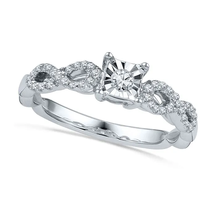 Goldia Rings 025 CT TW Natural Diamond Square Promise Ring in Sterling Silver Goldia Rings 025 CT TW Natural Diamond Square Promise Ring in Sterling Silver