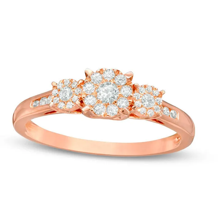 Goldia Rings 033 CT TW Composite Natural Diamond Three Stone Engagement Ring in Solid 10K Rose Gold Goldia Rings 033 CT TW Composite Natural Diamond Three Stone Engagement Ring in Solid 10K Rose Gold