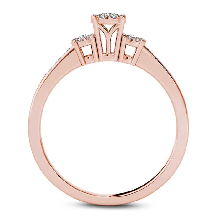 Goldia Rings 033 CT TW Composite Natural Diamond Three Stone Engagement Ring in Solid 10K Rose Gold Goldia Rings 033 CT TW Composite Natural Diamond Three Stone Engagement Ring in Solid 10K Rose Gold