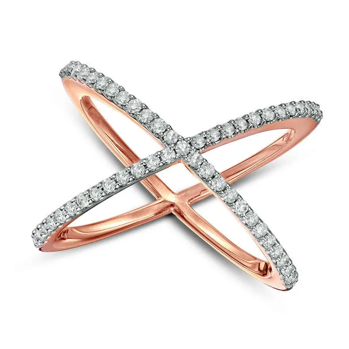 Goldia Rings 033 CT TW Natural Diamond Orbit Ring in Solid 10K Rose Gold Goldia Rings 033 CT TW Natural Diamond Orbit Ring in Solid 10K Rose Gold