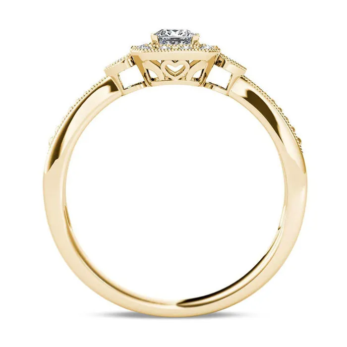 Goldia Rings 033 CT TW PrincessCut Natural Diamond Frame Antique VintageStyle Engagement Ring in Solid 14K Gold Goldia Rings 033 CT TW PrincessCut Natural Diamond Frame Antique VintageStyle Engagement Ring in Solid 14K Gold