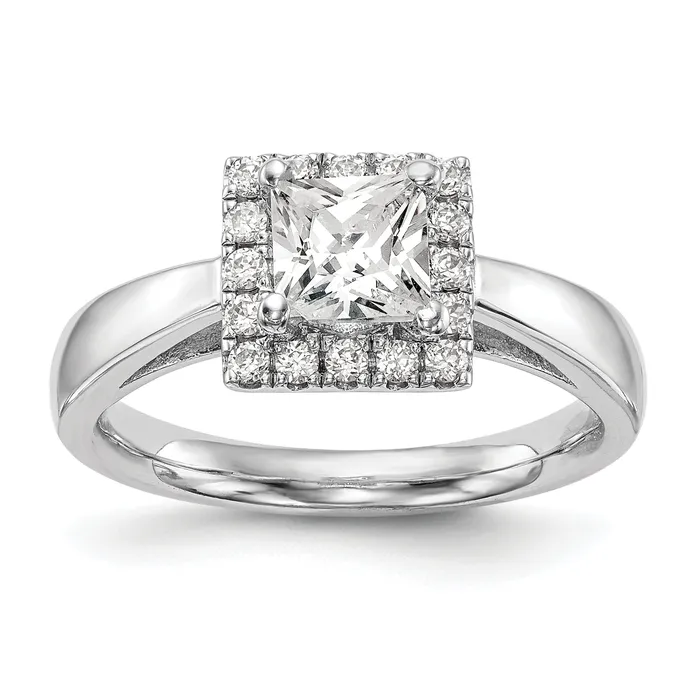 Goldia Rings 033ct CZ Solid Real 14K White Gold Princess Halo Engagement Ring Goldia Rings 033ct CZ Solid Real 14K White Gold Princess Halo Engagement Ring