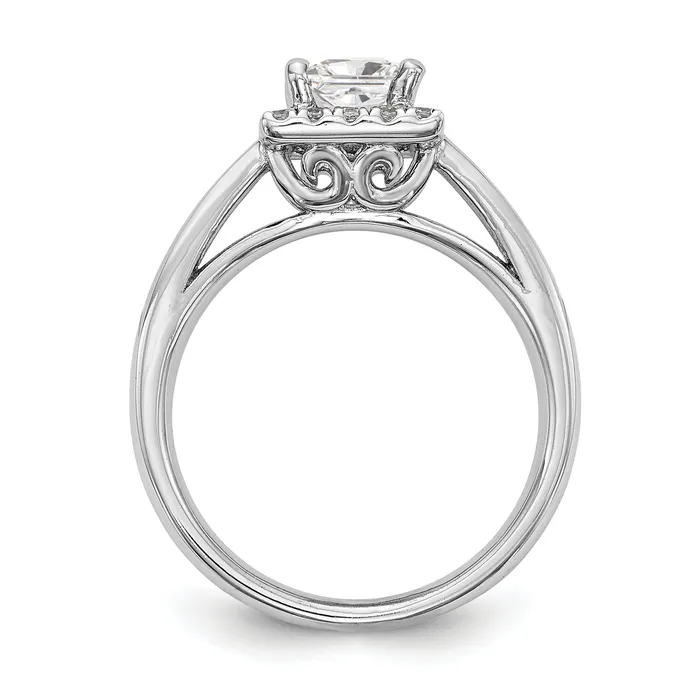 Goldia Rings 033ct CZ Solid Real 14K White Gold Princess Halo Engagement Ring