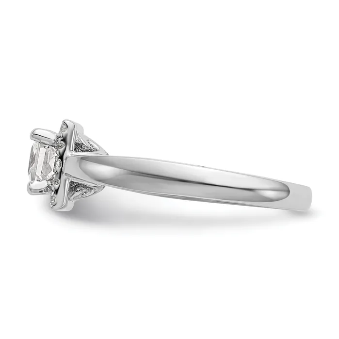 Goldia Rings 033ct CZ Solid Real 14K White Gold Princess Halo Engagement Ring