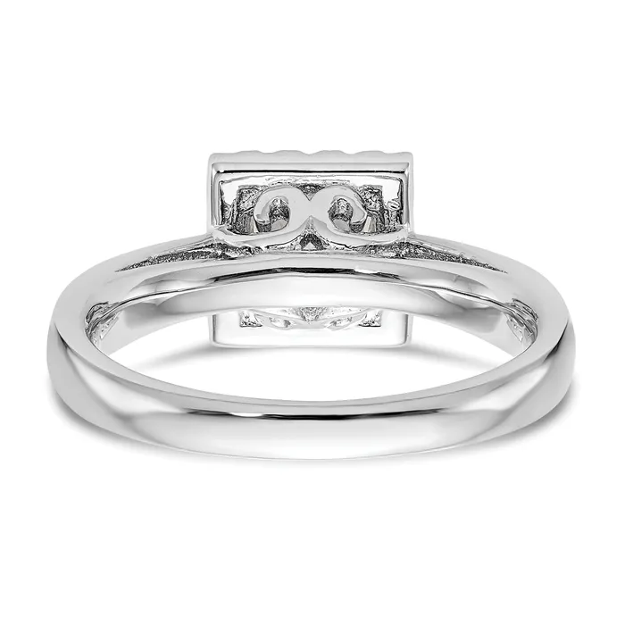 Goldia Rings 033ct CZ Solid Real 14K White Gold Princess Halo Engagement Ring