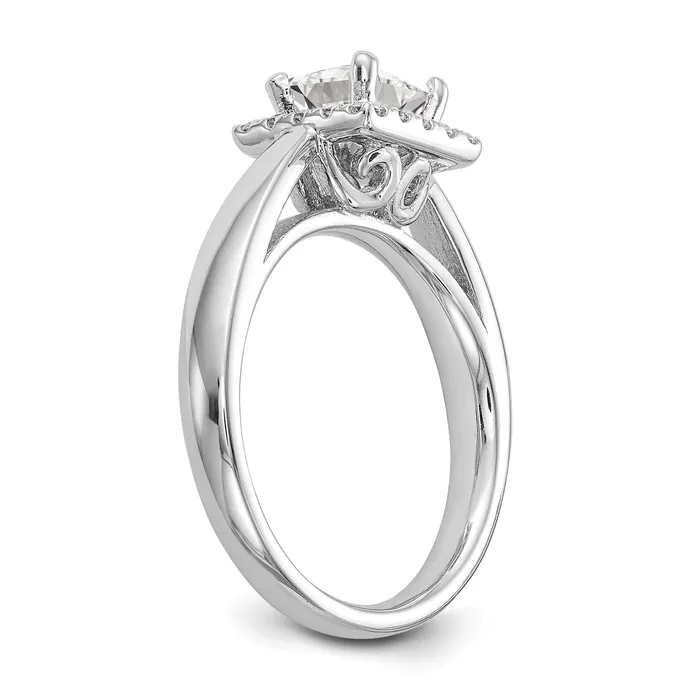 Goldia Rings 033ct CZ Solid Real 14K White Gold Princess Halo Engagement Ring