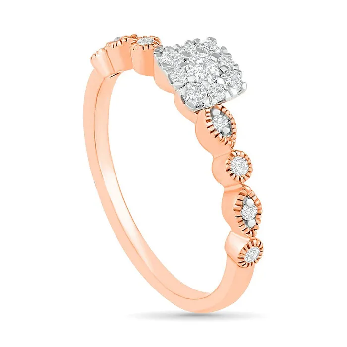 Goldia Rings 038 CT TW Composite Natural Diamond Antique VintageStyle Alternating Bridal Engagement Ring Set in Solid 10K Rose Gold Goldia Rings 038 CT TW Composite Natural Diamond Antique VintageStyle Alternating Bridal Engagement Ring Set in Solid 10K Rose Gold