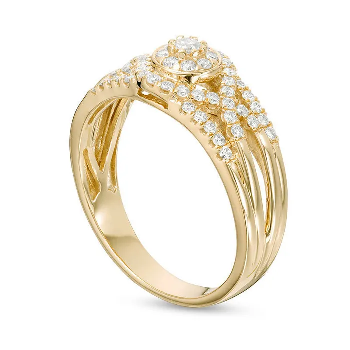 Goldia Rings 038 CT TW Natural Diamond Frame Twist Ring in Solid 10K Yellow Gold Goldia Rings 038 CT TW Natural Diamond Frame Twist Ring in Solid 10K Yellow Gold