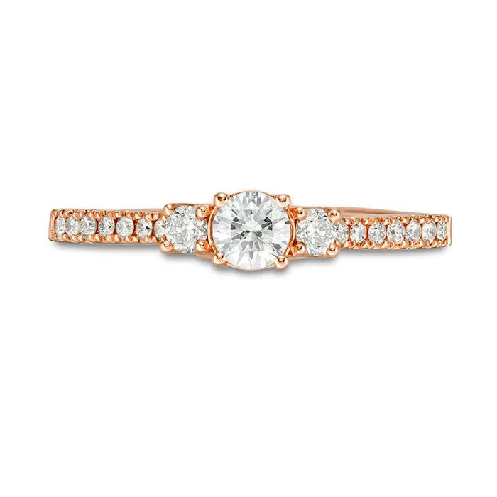 Goldia Rings 050 CT TW Certified Natural Diamond Three Stone Engagement Ring in Solid 14K Rose Gold II1 Goldia Rings 050 CT TW Certified Natural Diamond Three Stone Engagement Ring in Solid 14K Rose Gold II1