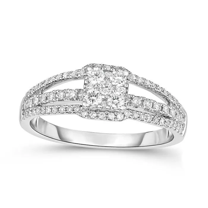 Goldia Rings 050 CT TW Composite Natural Diamond Square Split Shank Engagement Ring in Solid 14K White Gold Goldia Rings 050 CT TW Composite Natural Diamond Square Split Shank Engagement Ring in Solid 14K White Gold