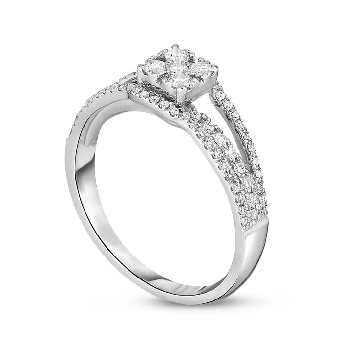 Goldia Rings 050 CT TW Composite Natural Diamond Square Split Shank Engagement Ring in Solid 14K White Gold Goldia Rings 050 CT TW Composite Natural Diamond Square Split Shank Engagement Ring in Solid 14K White Gold
