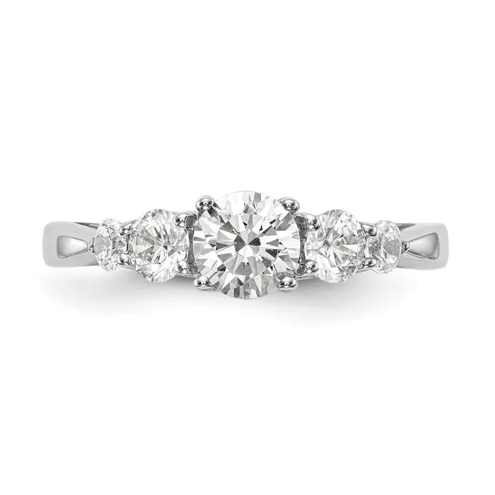 Goldia Rings 050ct CZ Solid Real 14K White Gold 5Stone Engagement Ring